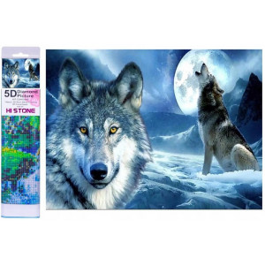 Diamantový obrázek - Vlk v zimě 30x40cm