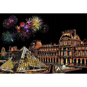 Škrabací obrázek v tubě- Paříž, Louvre 75x52 cm