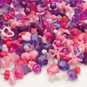 Korálky plastové 1000ks růžovofialové