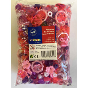 Korálky plastové 1000ks růžovofialové
