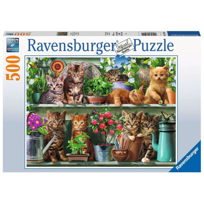 RAVENSBURGER Puzzle Kočičí police 500 dílků