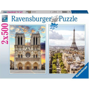 RAVENSBURGER Puzzle Návštěva Paříže 2x500 dílků