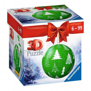 RAVENSBURGER Puzzleball Vánoční ozdoba zelená se stromečky 56 dílků