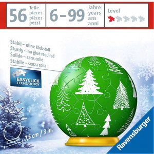 RAVENSBURGER Puzzleball Vánoční ozdoba zelená se stromečky 56 dílků