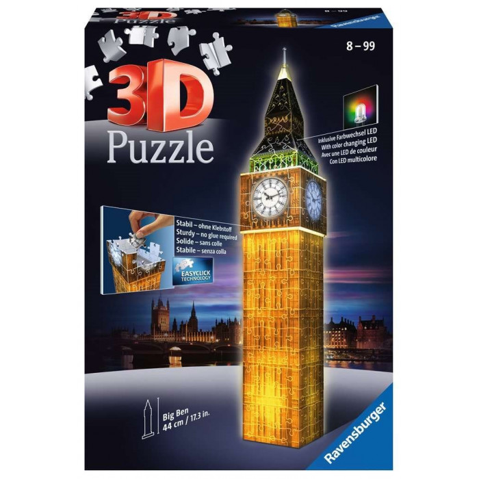 RAVENSBURGER Svítící 3D puzzle Noční edice Big Ben 216 dílků