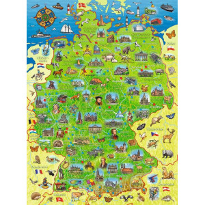 RAVENSBURGER Puzzle Barevná mapa Německa XXL 200 dílků