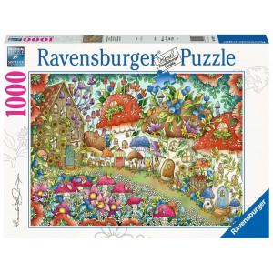 RAVENSBURGER Puzzle Roztomilé houbové domečky na květinové louce 1000 dílků