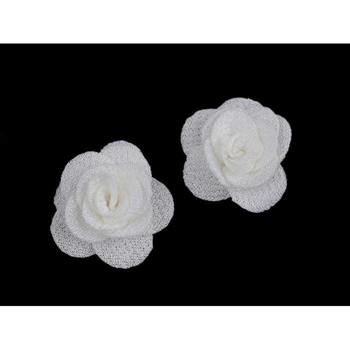 Textilní květ růže Ø30 mm krémová nejsvět. 10ks, 111-7