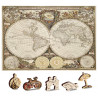 WOODEN CITY Dřevěné puzzle Antická mapa světa 2v1, 75 dílků EKO