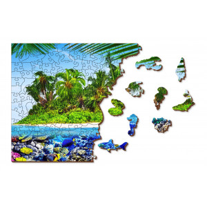 WOODEN CITY Dřevěné puzzle Exotický ostrov pokladů 2v1, 200 dílků EKO