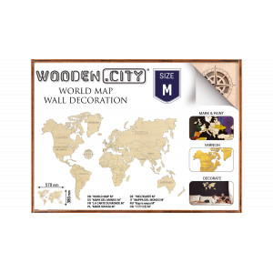 WOODEN CITY Dřevěná mapa světa velikost M (57x38cm)
