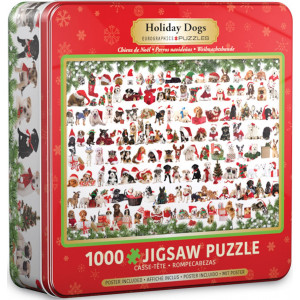 EUROGRAPHICS Puzzle v plechové krabičce Vánoční psi 1000 dílků