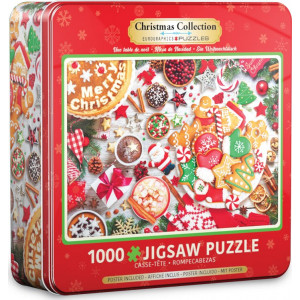 EUROGRAPHICS Puzzle v plechové krabičce Vánoční stůl 1000 dílků