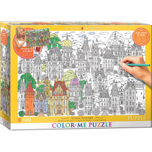 EUROGRAPHICS Color me puzzle Domy ve městě 300 dílků + sada na zavěšení