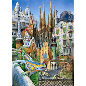 EDUCA Miniaturní puzzle Koláž z díla A.Gaudí 1000 dílků