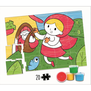 EDUCA Vybarvovací puzzle Červená Karkulka 20 dílků s barvami