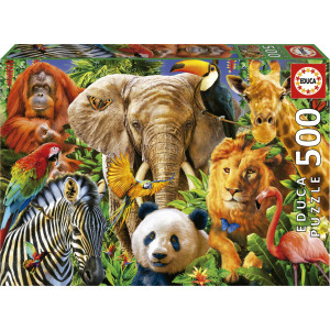 EDUCA Puzzle Koláž divokých zvířat 500 dílků