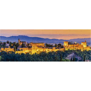 EDUCA Panoramatické puzzle Západ slunce ve Španělsku: Alhambra, Granada 1000 dílků