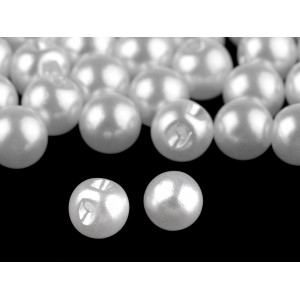 Perla k našití / knoflík Ø8 mm bílá perleť 20ks, 111